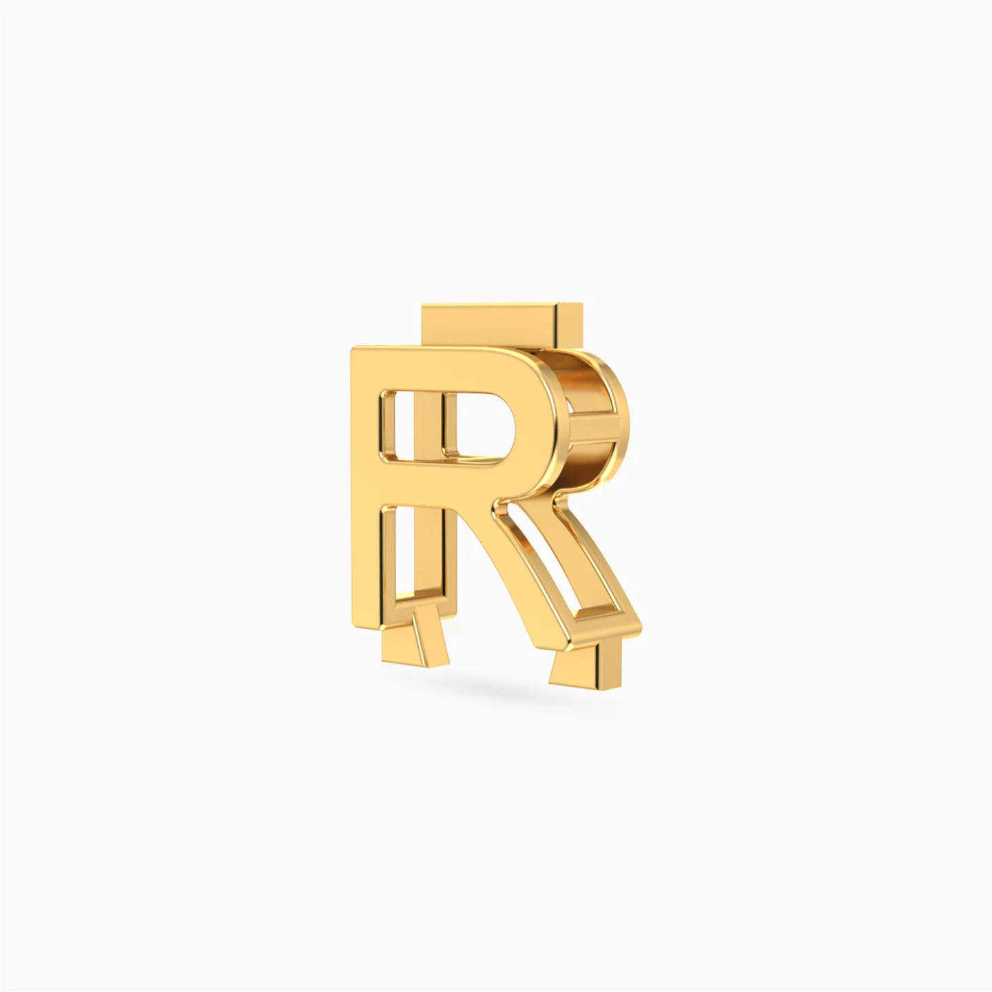 دلاية صغيرة شكل حرف R ذهب عيار 18 قيراط - 3 دلاية صغيرة شكل حرف R ذهب عيار 18 قيراط - 3