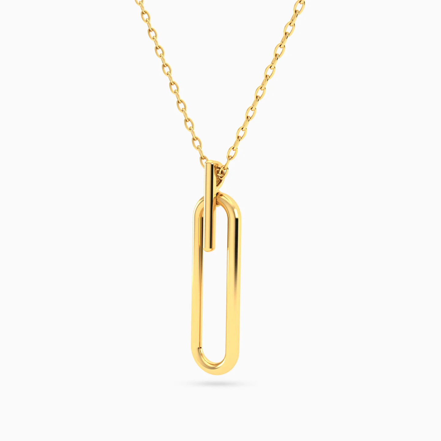 Elongated Oval Loop & Sleek Bar Necklace in 18K Gold - 2 Elongated Oval Loop & Sleek Bar Necklace in 18K Gold - 2