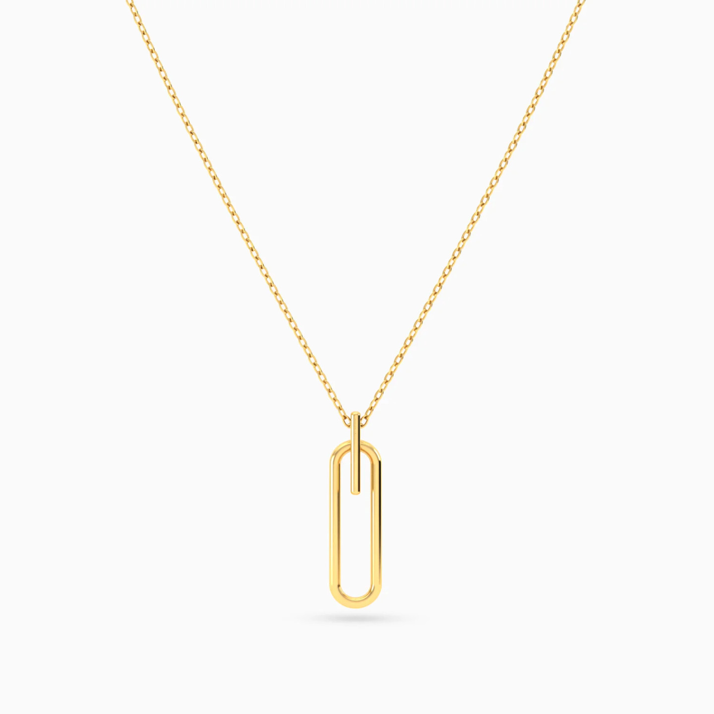 Elongated Oval Loop & Sleek Bar Necklace in 18K Gold - 3 Elongated Oval Loop & Sleek Bar Necklace in 18K Gold - 3