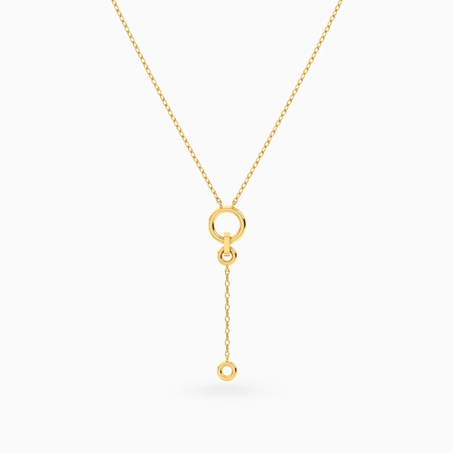 Circles Y Shaped Necklace in 18K Gold - 3 Circles Y Shaped Necklace in 18K Gold - 3