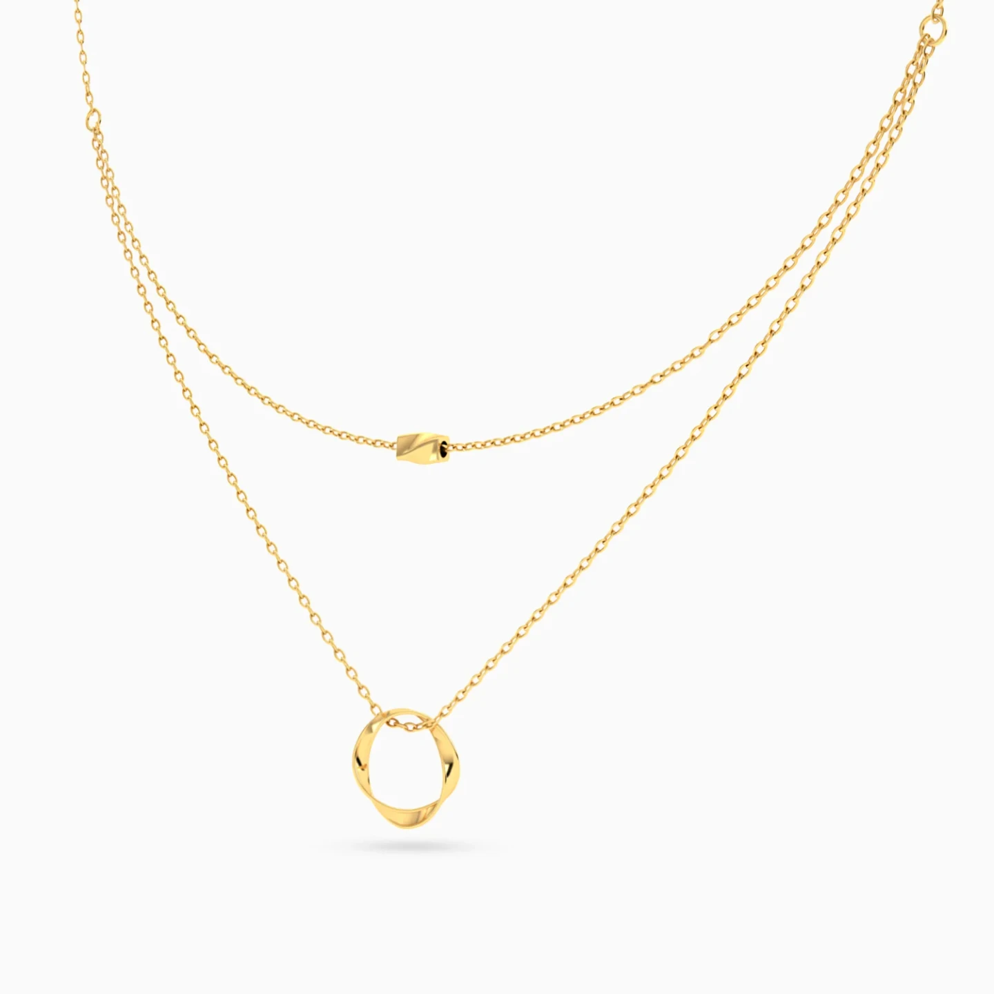 Contoured Circle Layered Necklace in 18K Gold - 2 Contoured Circle Layered Necklace in 18K Gold - 2
