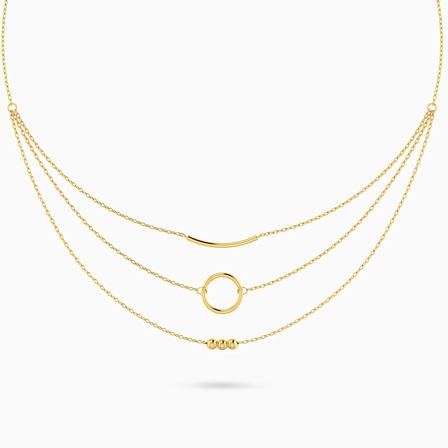 Circle & Beads Layered Necklace in 18K Gold Circle & Beads Layered Necklace in 18K Gold
