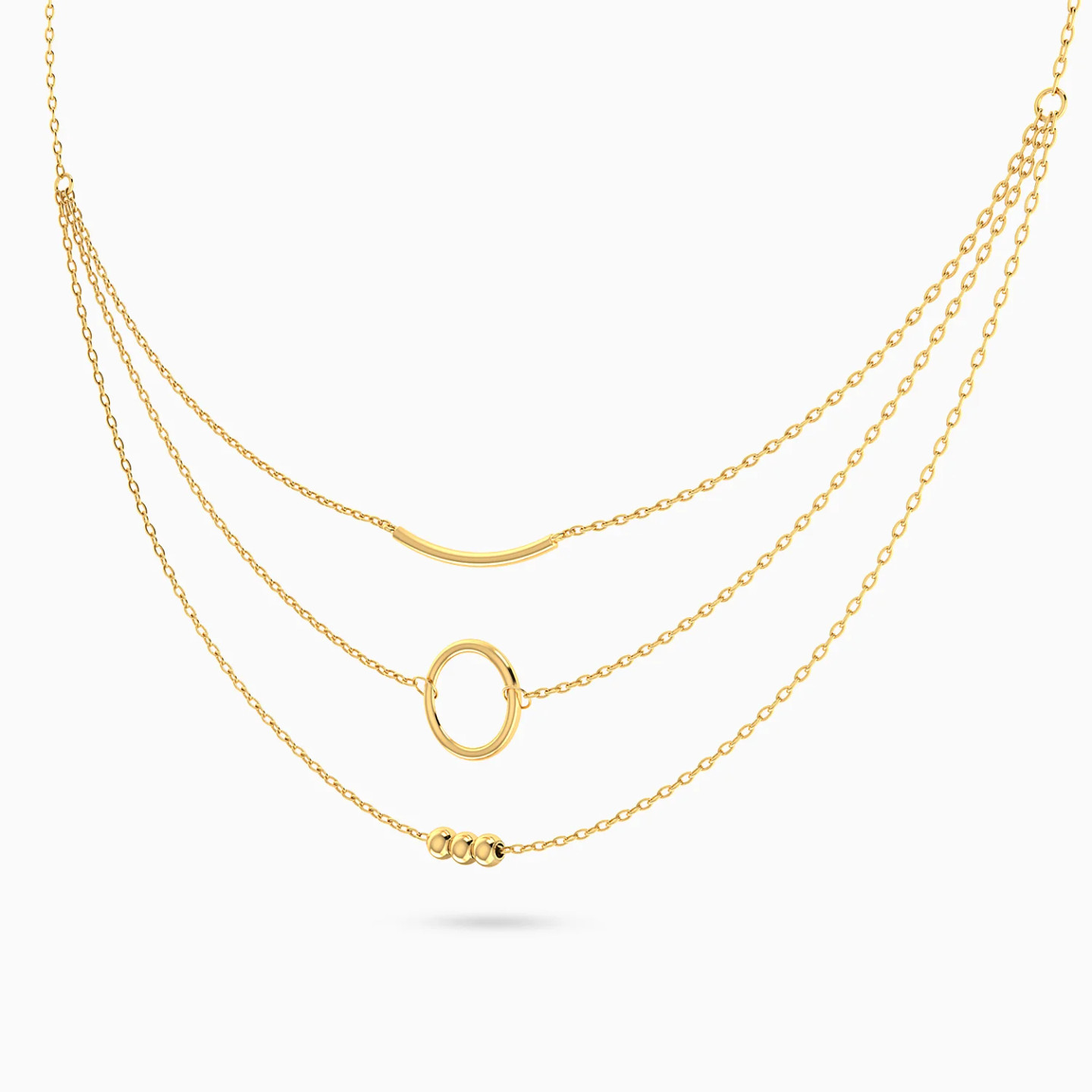 Circle & Beads Layered Necklace in 18K Gold - 2 Circle & Beads Layered Necklace in 18K Gold - 2