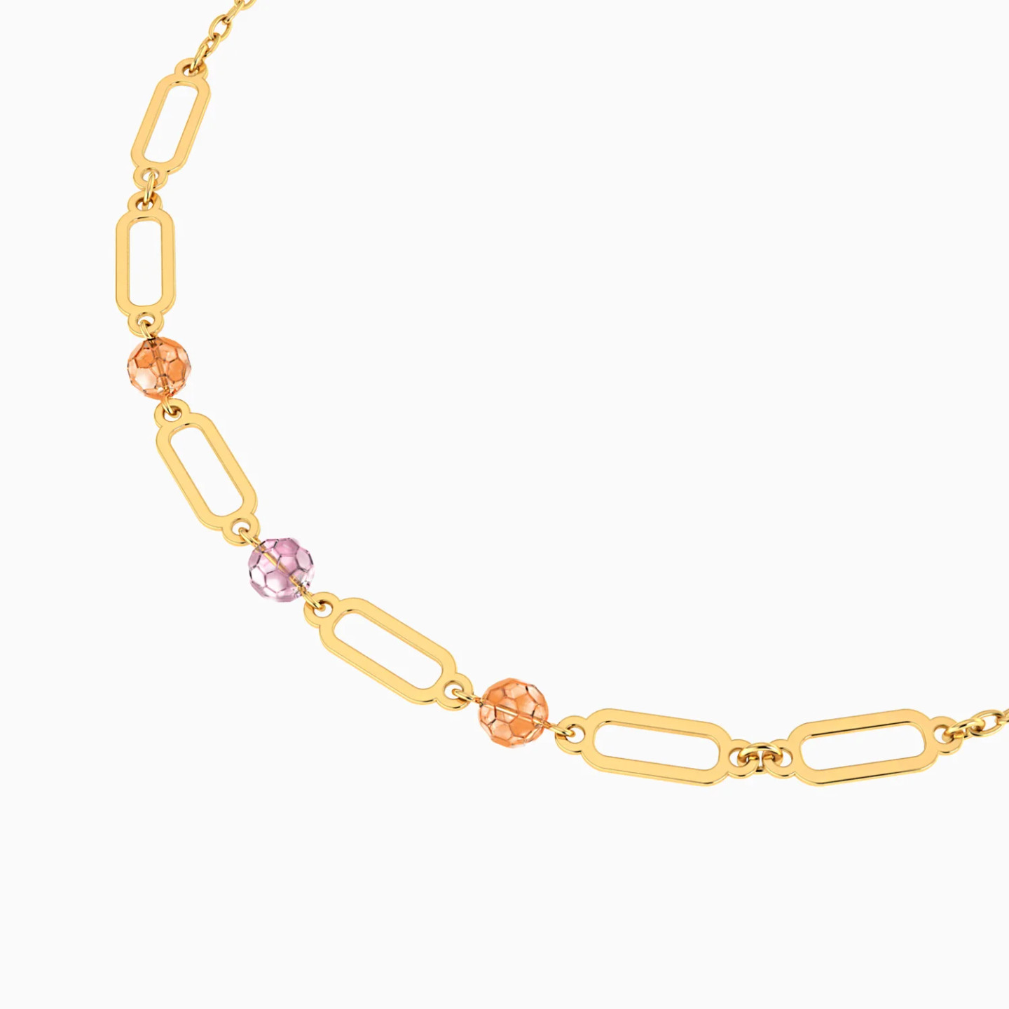 Elongated Links & Colored Stones Chain Bracelet in 18K Gold - 4 Elongated Links & Colored Stones Chain Bracelet in 18K Gold - 4