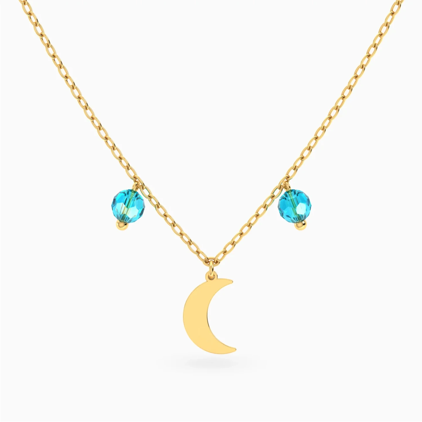 Crescent Blue Stones Necklace in 18K Gold Crescent Blue Stones Necklace in 18K Gold