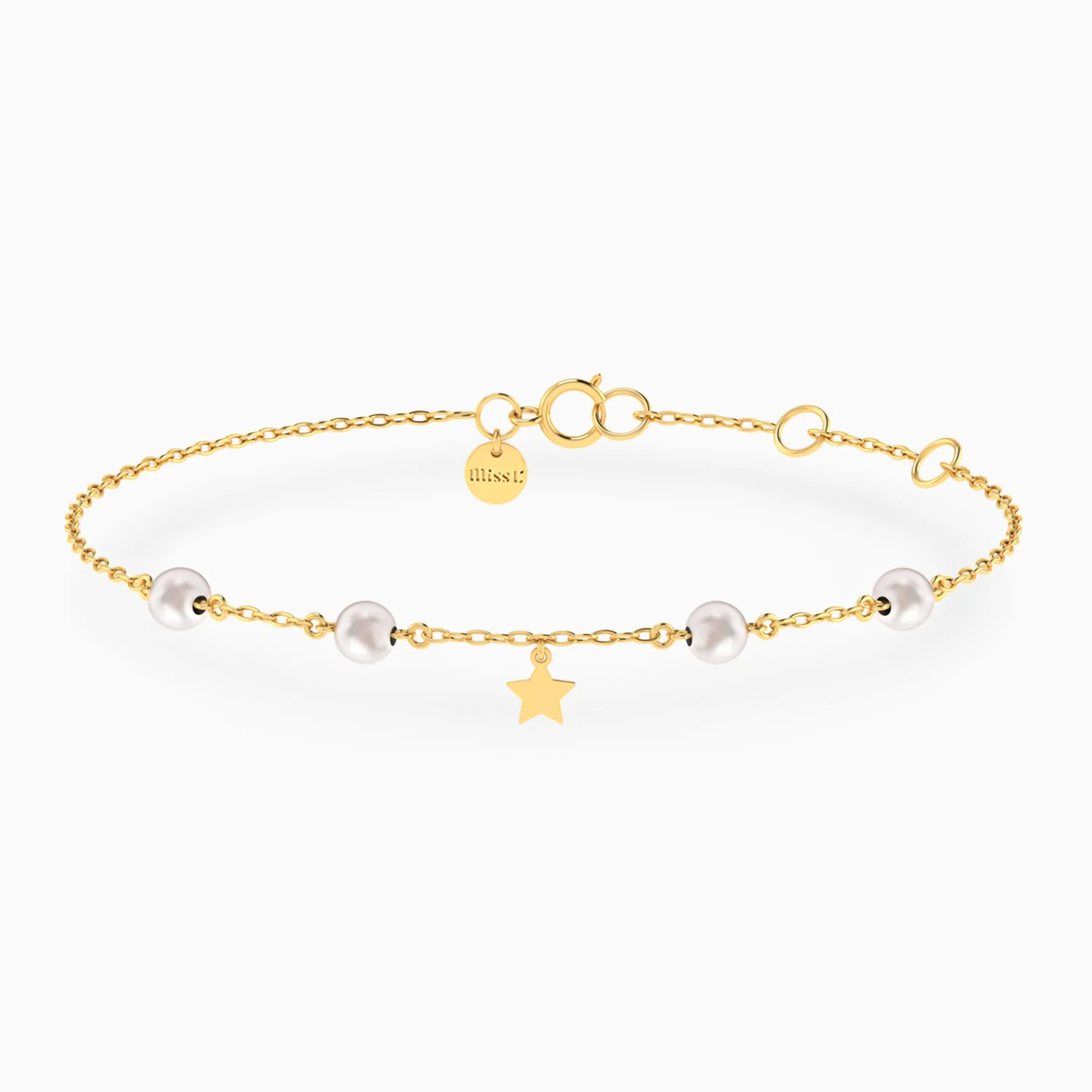 Star & Pearl Chain Bracelet in 18K Gold Star & Pearl Chain Bracelet in 18K Gold