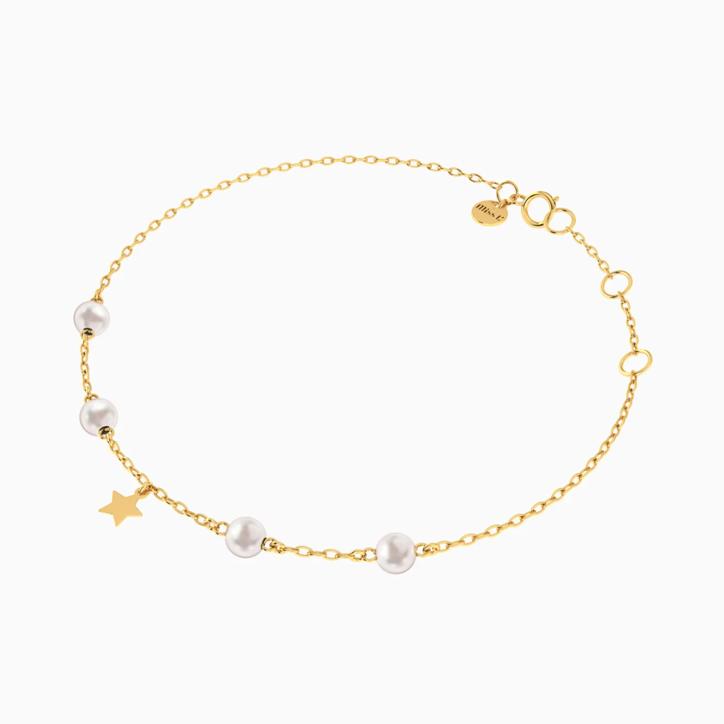 Star & Pearl Chain Bracelet in 18K Gold - 3 Star & Pearl Chain Bracelet in 18K Gold - 3