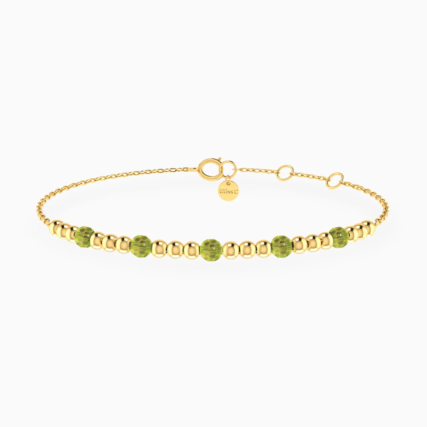 Beads Green Stones Chain Bracelet in 18K Gold Beads Green Stones Chain Bracelet in 18K Gold
