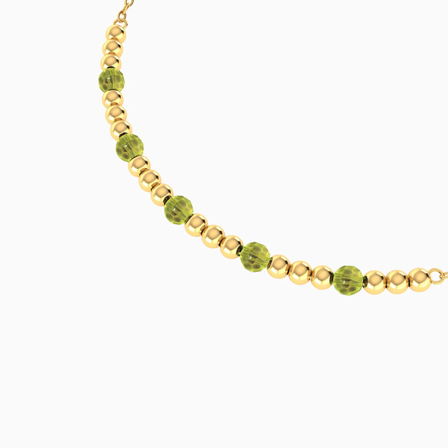 Beads Green Stones Chain Bracelet in 18K Gold - 4 Beads Green Stones Chain Bracelet in 18K Gold - 4