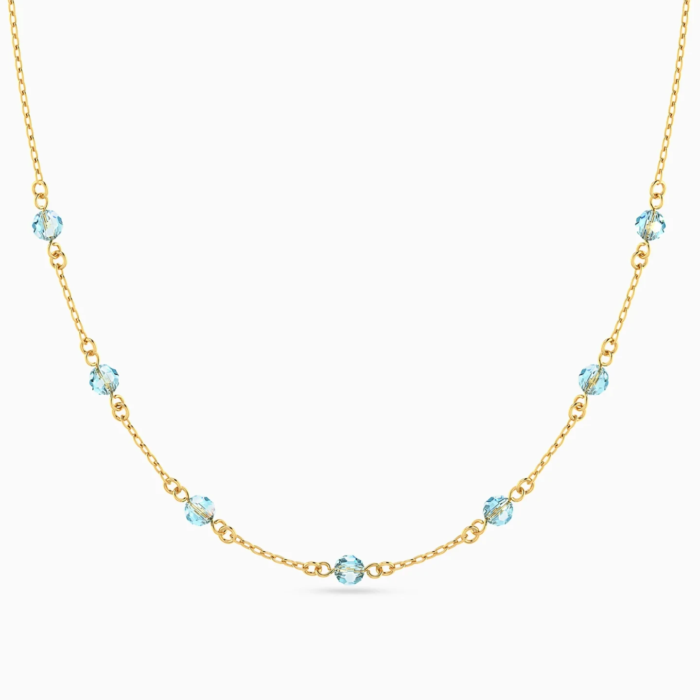 Spaced Blue Stones Chain Necklace in 18K Gold Spaced Blue Stones Chain Necklace in 18K Gold