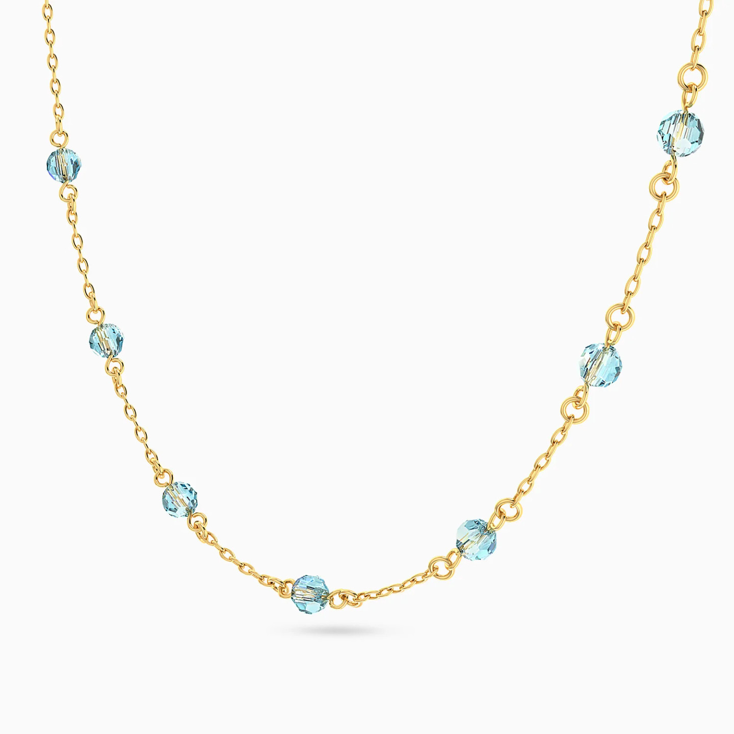 Spaced Blue Stones Chain Necklace in 18K Gold - 2 Spaced Blue Stones Chain Necklace in 18K Gold - 2