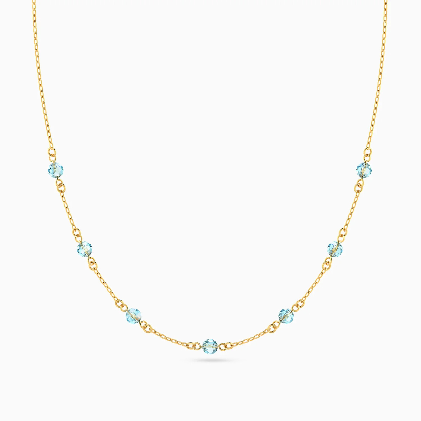 Spaced Blue Stones Chain Necklace in 18K Gold - 3 Spaced Blue Stones Chain Necklace in 18K Gold - 3