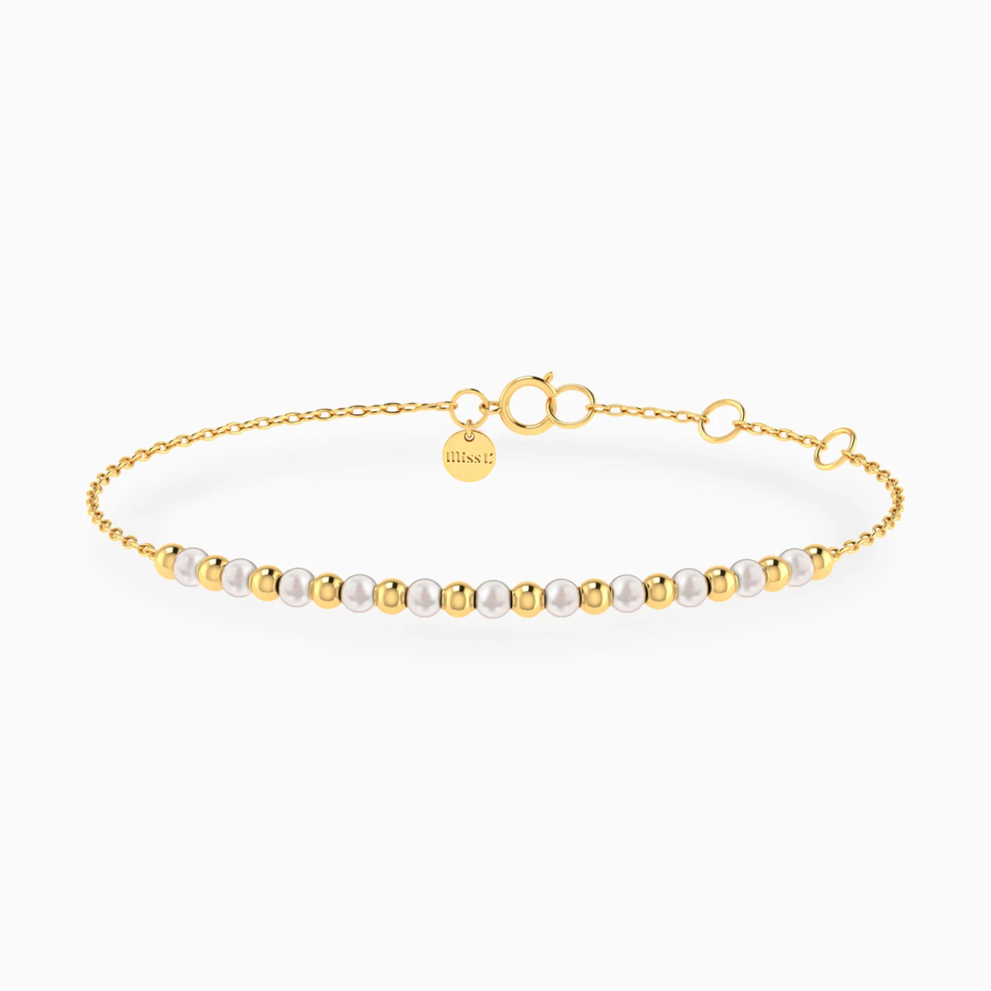 Beads & Pearl Chain Bracelet in 18K Gold Beads & Pearl Chain Bracelet in 18K Gold
