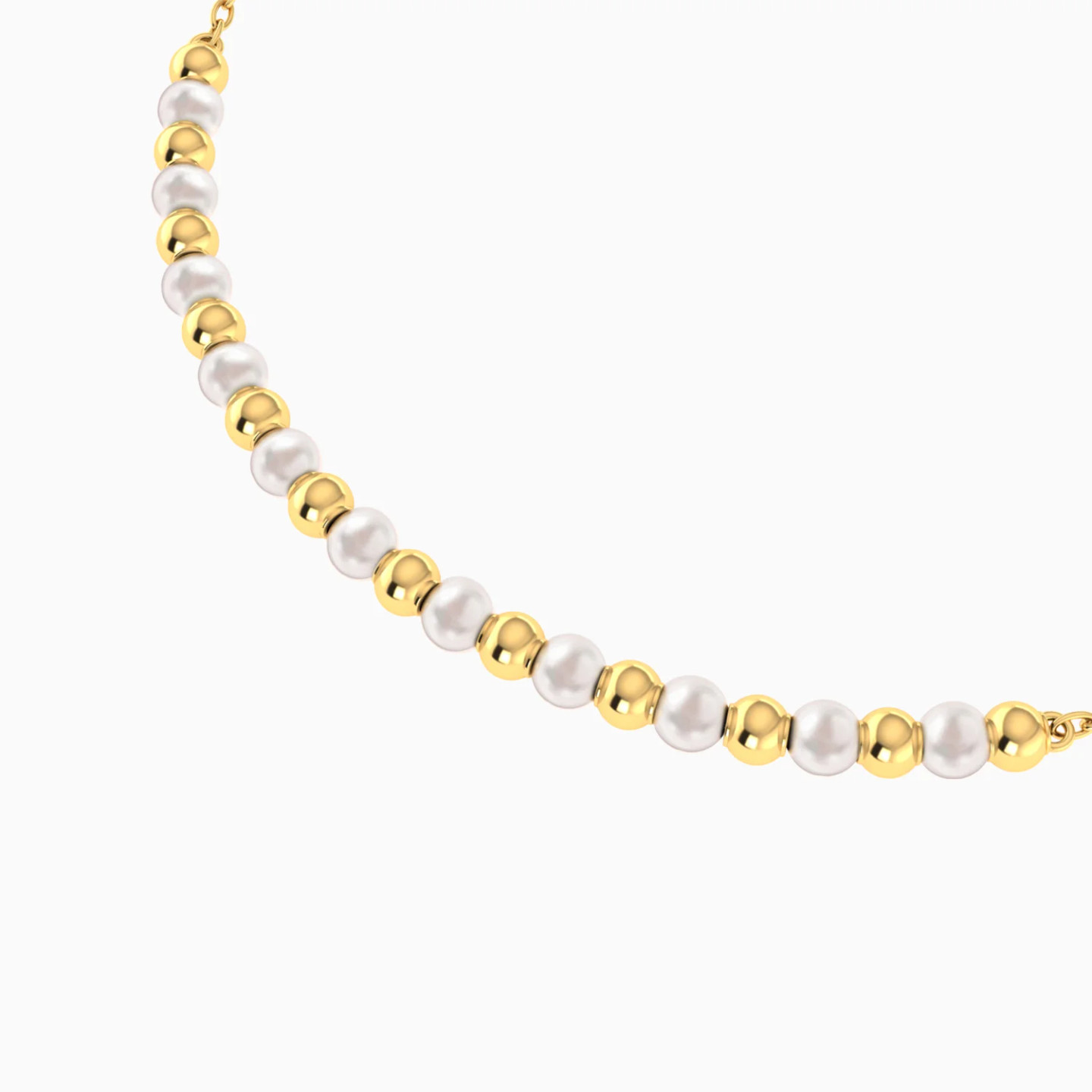 Beads & Pearl Chain Bracelet in 18K Gold - 4 Beads & Pearl Chain Bracelet in 18K Gold - 4