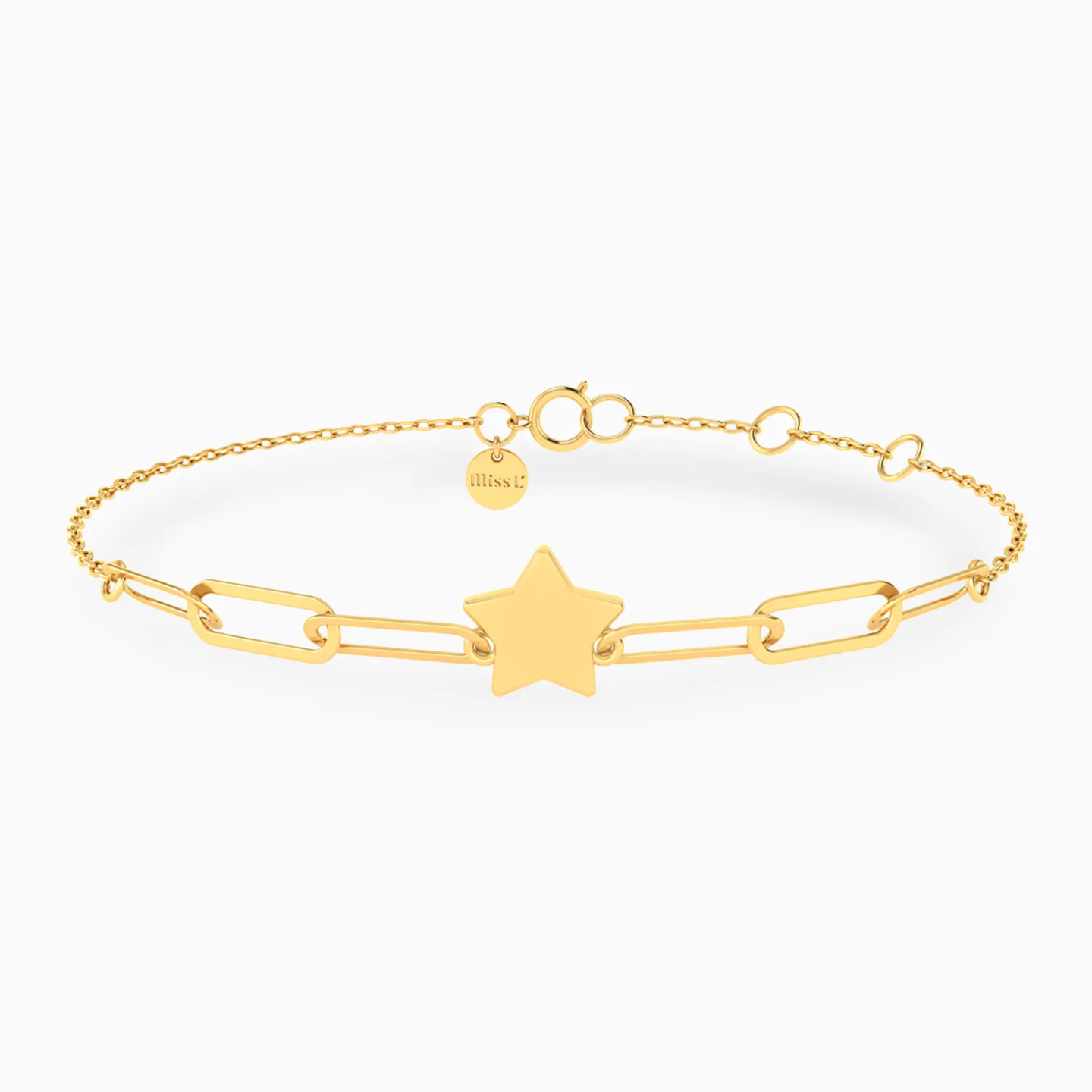 Star & Elongated Links Chain Bracelet in 18K Gold Star & Elongated Links Chain Bracelet in 18K Gold