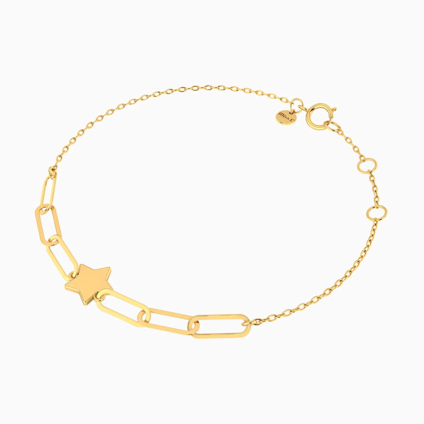 Star & Elongated Links Chain Bracelet in 18K Gold - 3 Star & Elongated Links Chain Bracelet in 18K Gold - 3