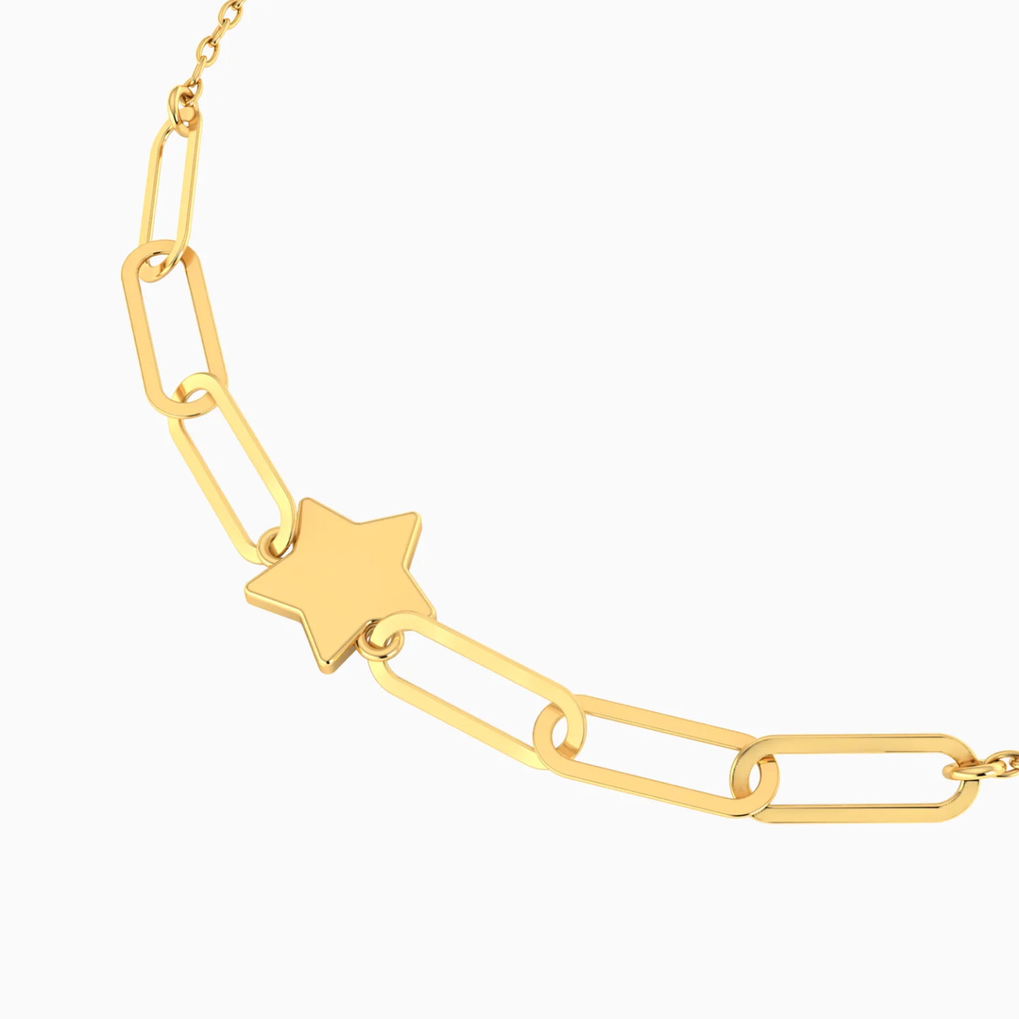 Star & Elongated Links Chain Bracelet in 18K Gold - 4 Star & Elongated Links Chain Bracelet in 18K Gold - 4
