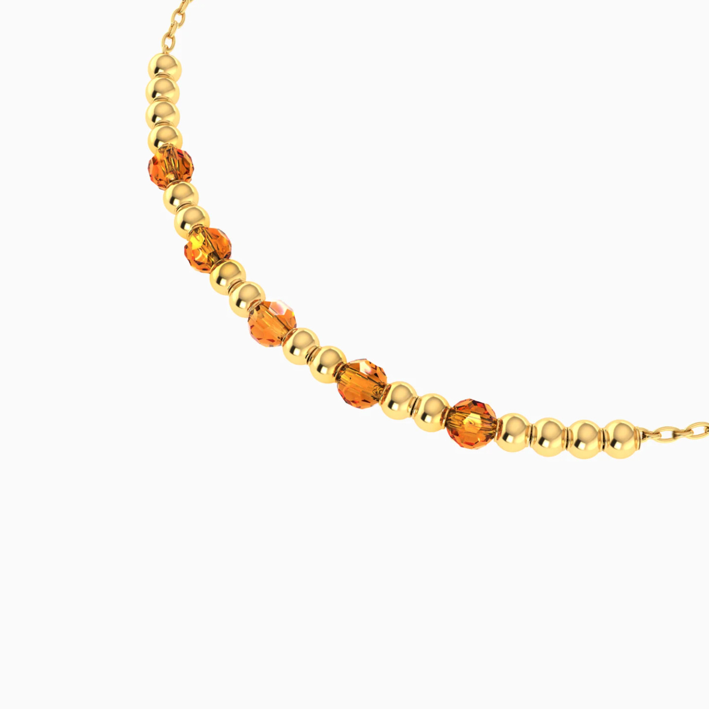 Beads Orange Stones Chain Bracelet in 18K Gold - 4 Beads Orange Stones Chain Bracelet in 18K Gold - 4
