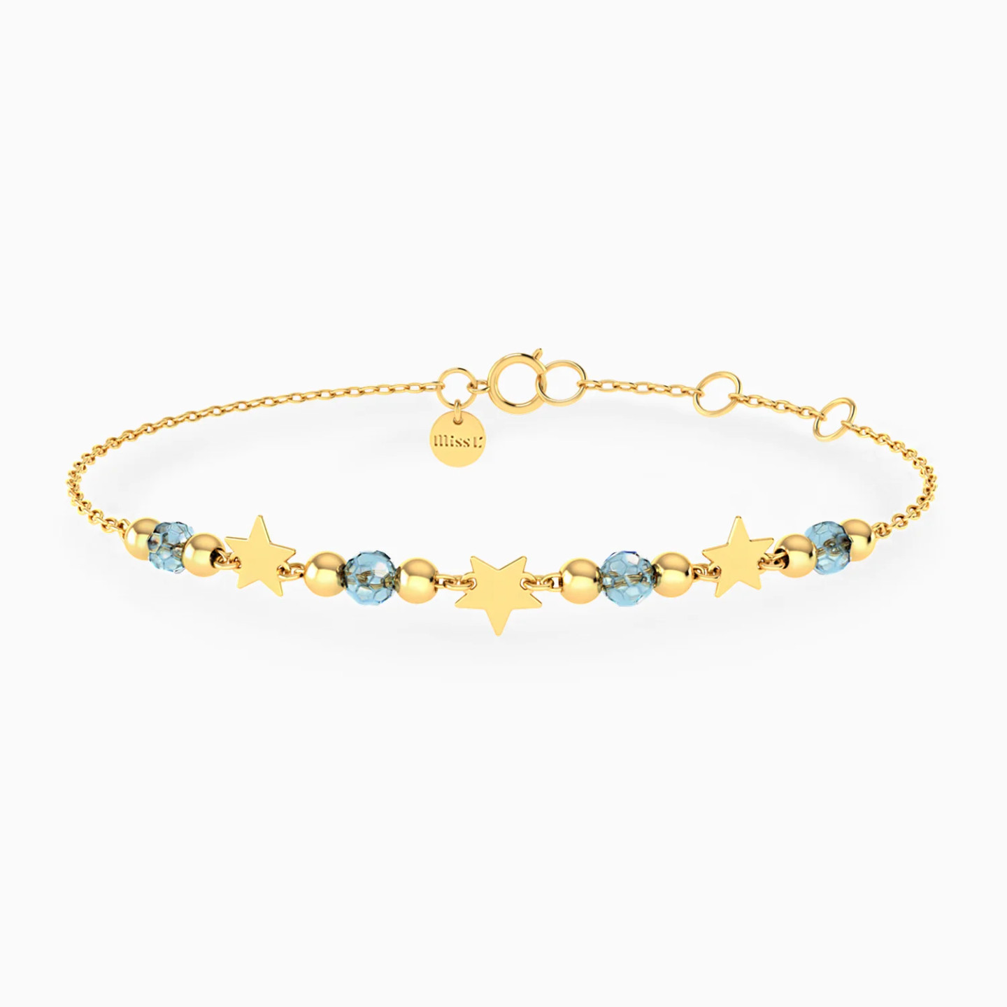 Stars & Beads Blue Stones Chain Bracelet in 18K Gold Stars & Beads Blue Stones Chain Bracelet in 18K Gold