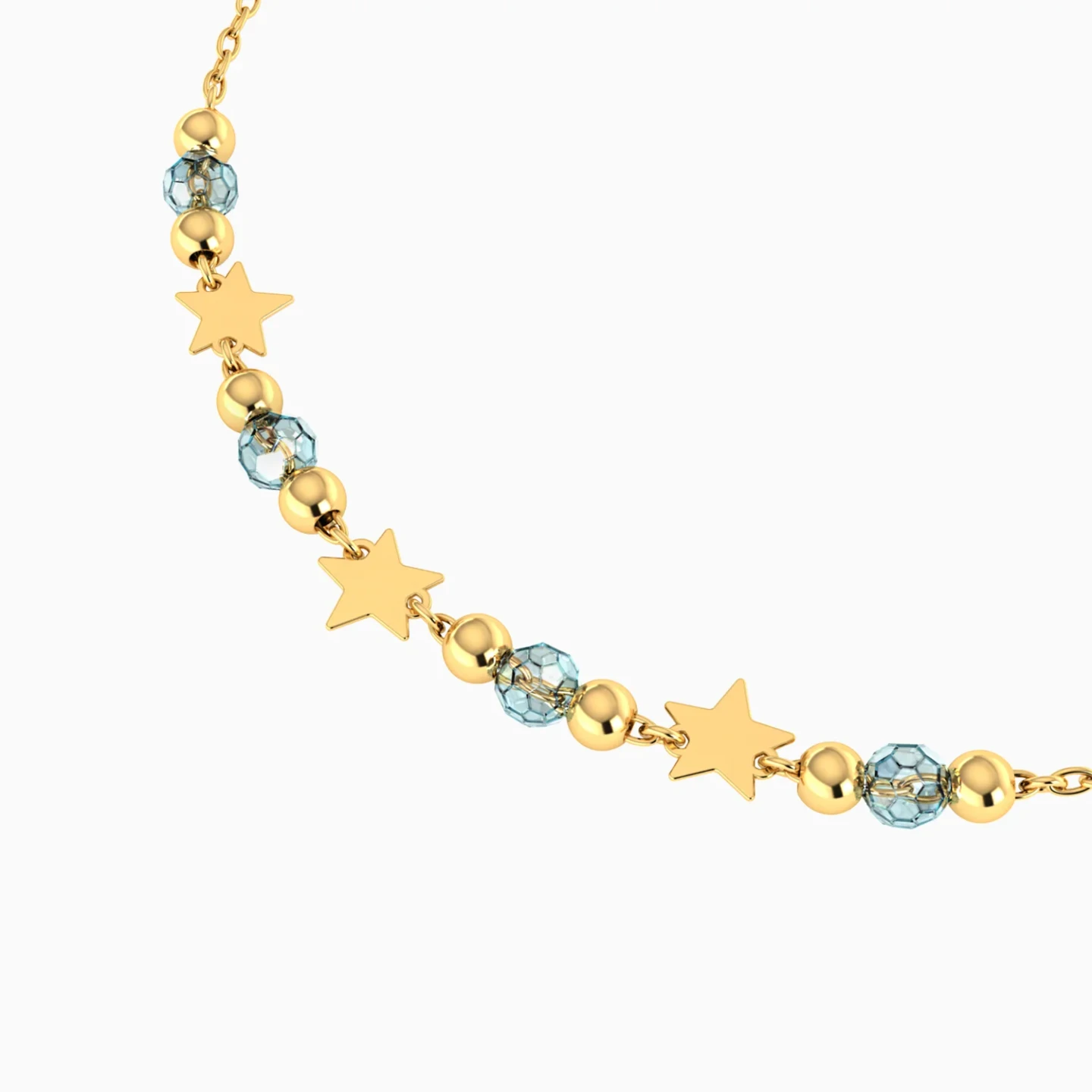 Stars & Beads Blue Stones Chain Bracelet in 18K Gold - 4 Stars & Beads Blue Stones Chain Bracelet in 18K Gold - 4