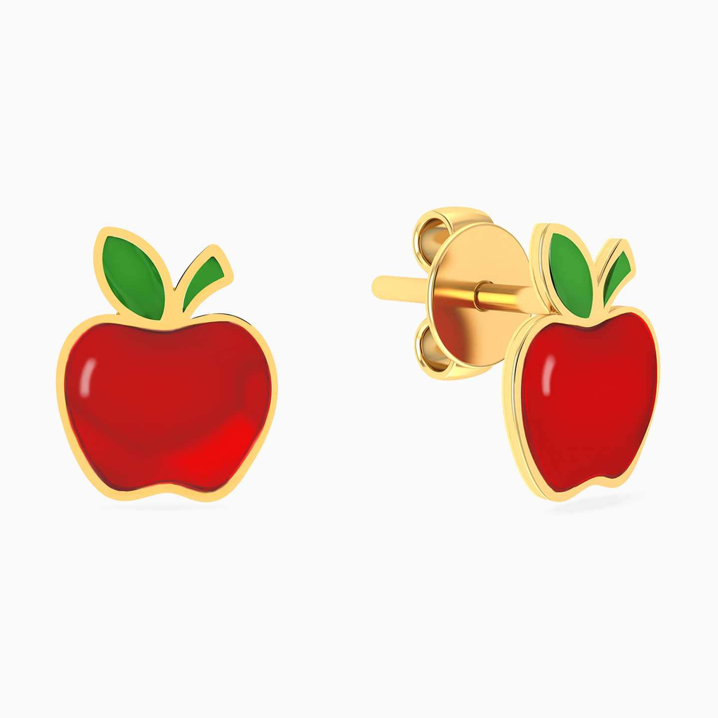 Kids Apple Stud Earrings in 18K Gold - 2 Kids Apple Stud Earrings in 18K Gold - 2