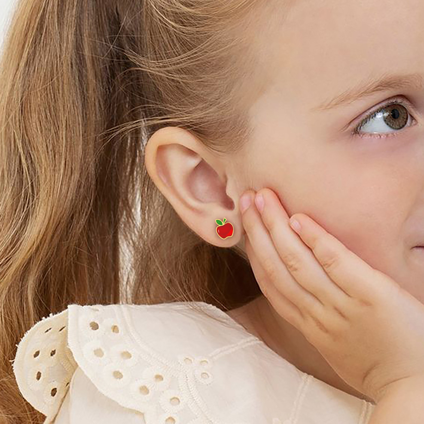 Kids Apple Stud Earrings in 18K Gold - 4 Kids Apple Stud Earrings in 18K Gold - 4