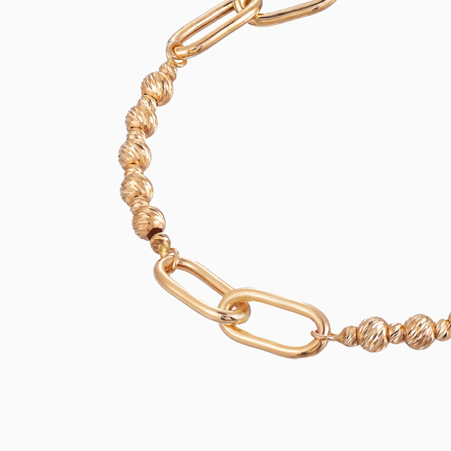 Elongated Links & Beads Chain Bracelet in 21K Gold - 4 Elongated Links & Beads Chain Bracelet in 21K Gold - 4