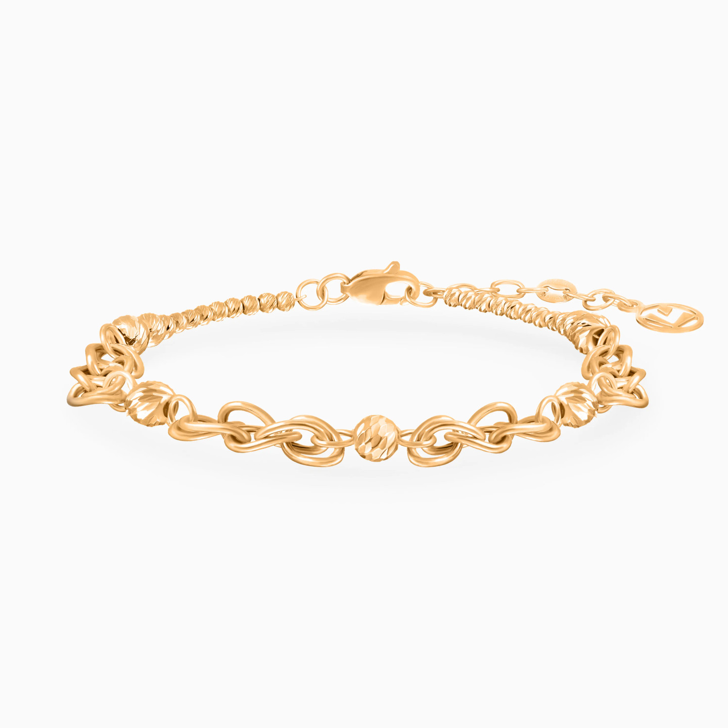 Oval Links & Beads Chain Bracelet in 21K Gold Oval Links & Beads Chain Bracelet in 21K Gold