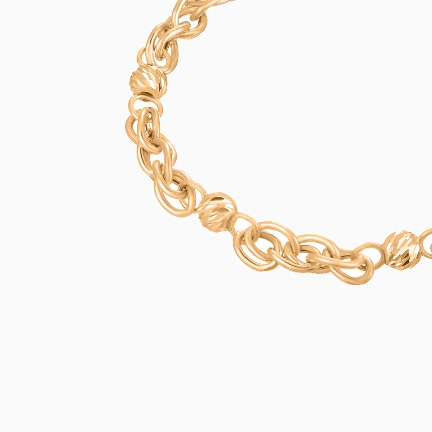 Oval Links & Beads Chain Bracelet in 21K Gold - 4 Oval Links & Beads Chain Bracelet in 21K Gold - 4