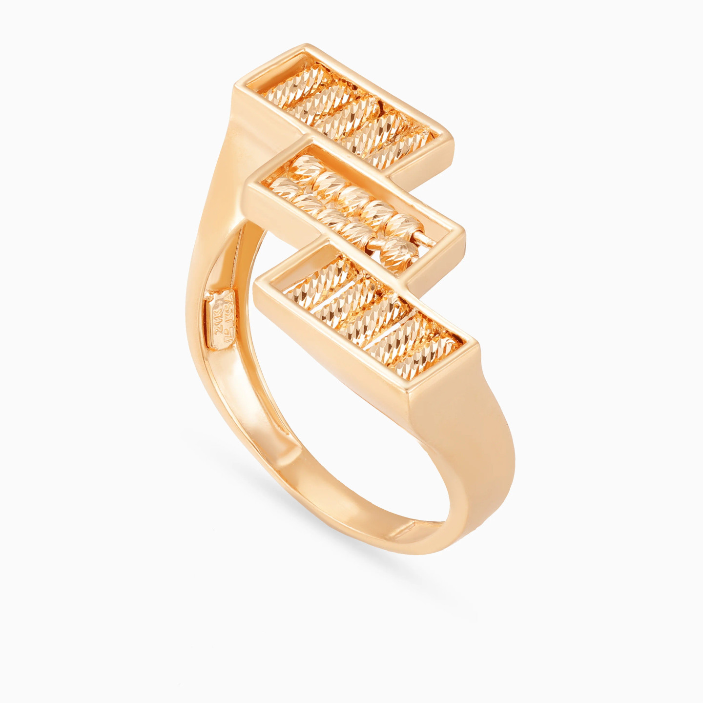 Rectangular Frames & Beads Ring in 21K Gold - 3 Rectangular Frames & Beads Ring in 21K Gold - 3