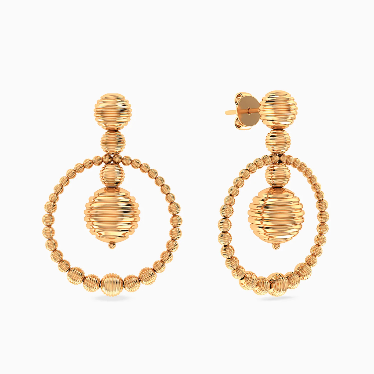 Circular Beads Drop Earrings in 21K Gold Circular Beads Drop Earrings in 21K Gold