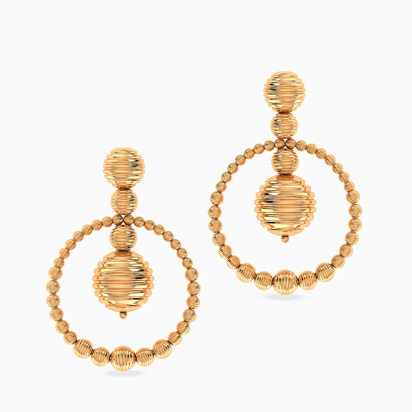 Circular Beads Drop Earrings in 21K Gold - 3 Circular Beads Drop Earrings in 21K Gold - 3