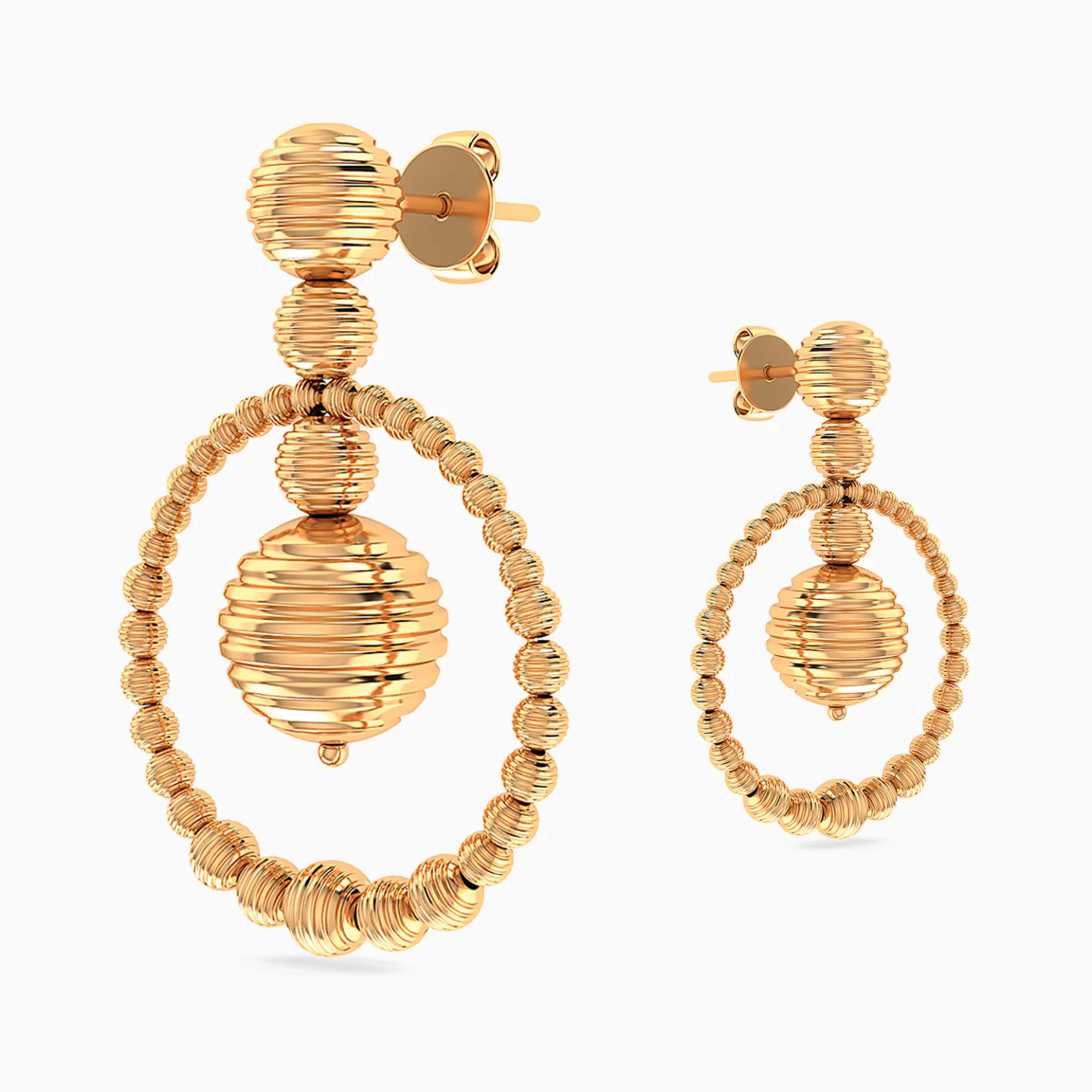 Circular Beads Drop Earrings in 21K Gold - 4 Circular Beads Drop Earrings in 21K Gold - 4