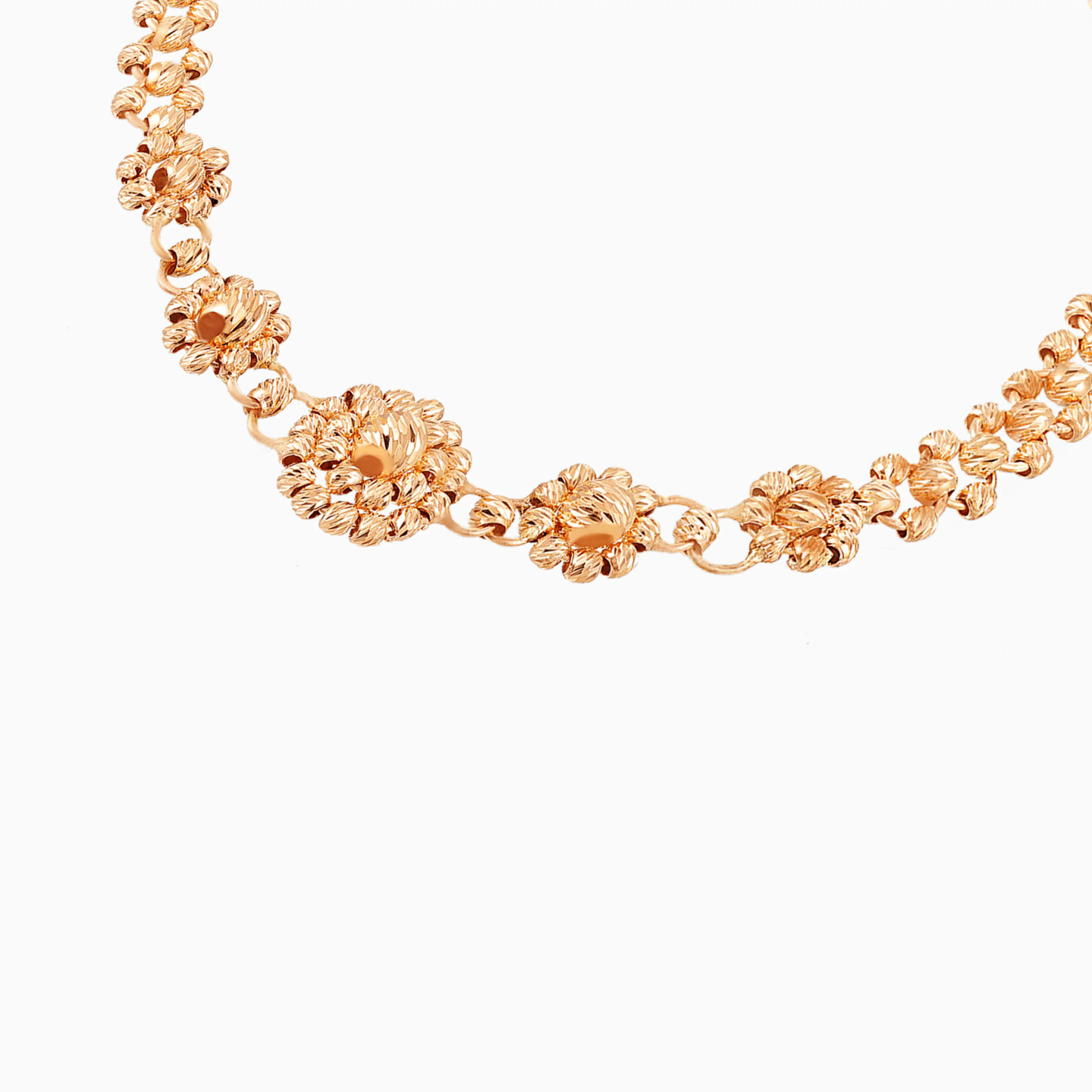 Floral Beads Clusters Chain Bracelet in 21K Gold - 4 Floral Beads Clusters Chain Bracelet in 21K Gold - 4