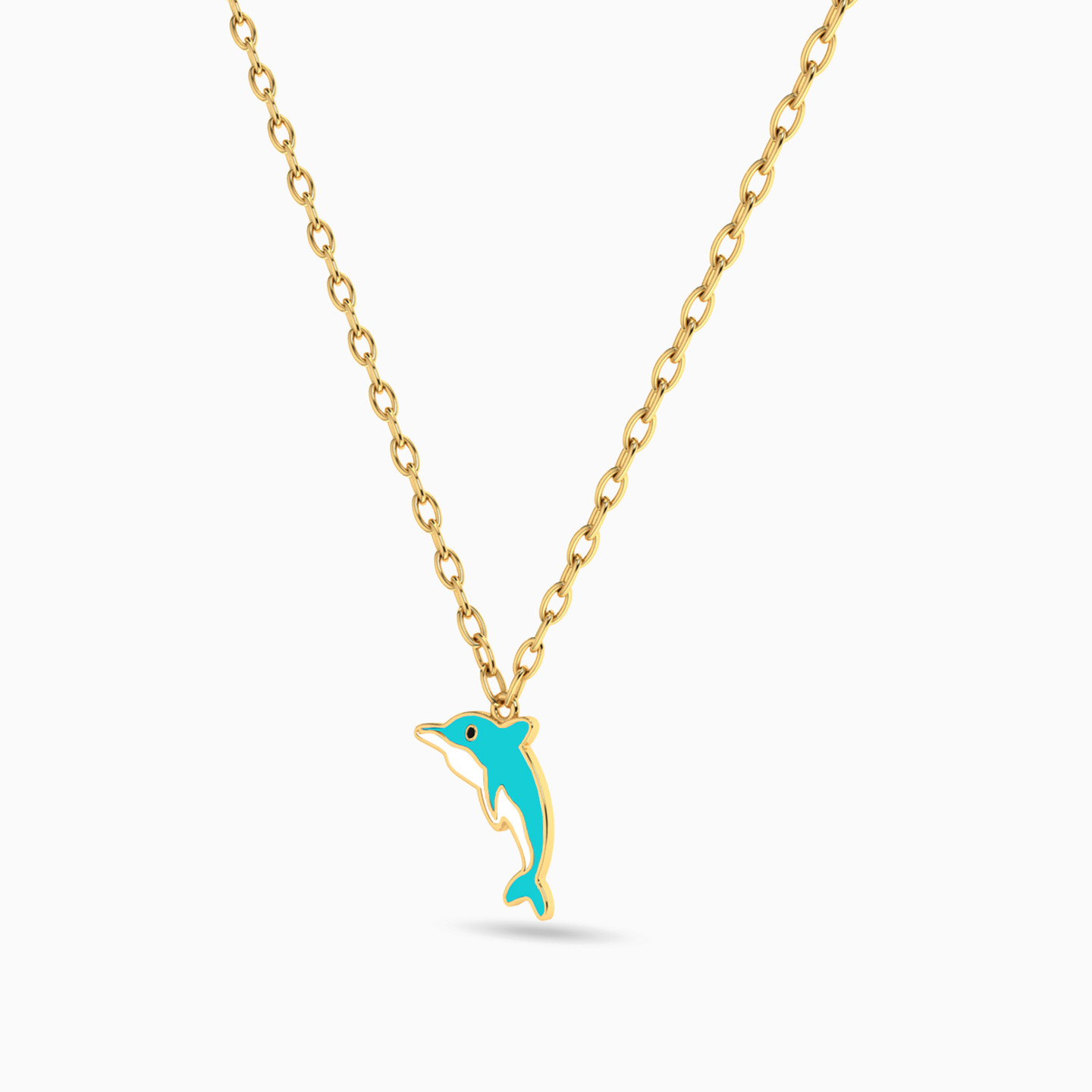 Kids Dolphin Enamel Coated Necklace in 18K Gold - 2