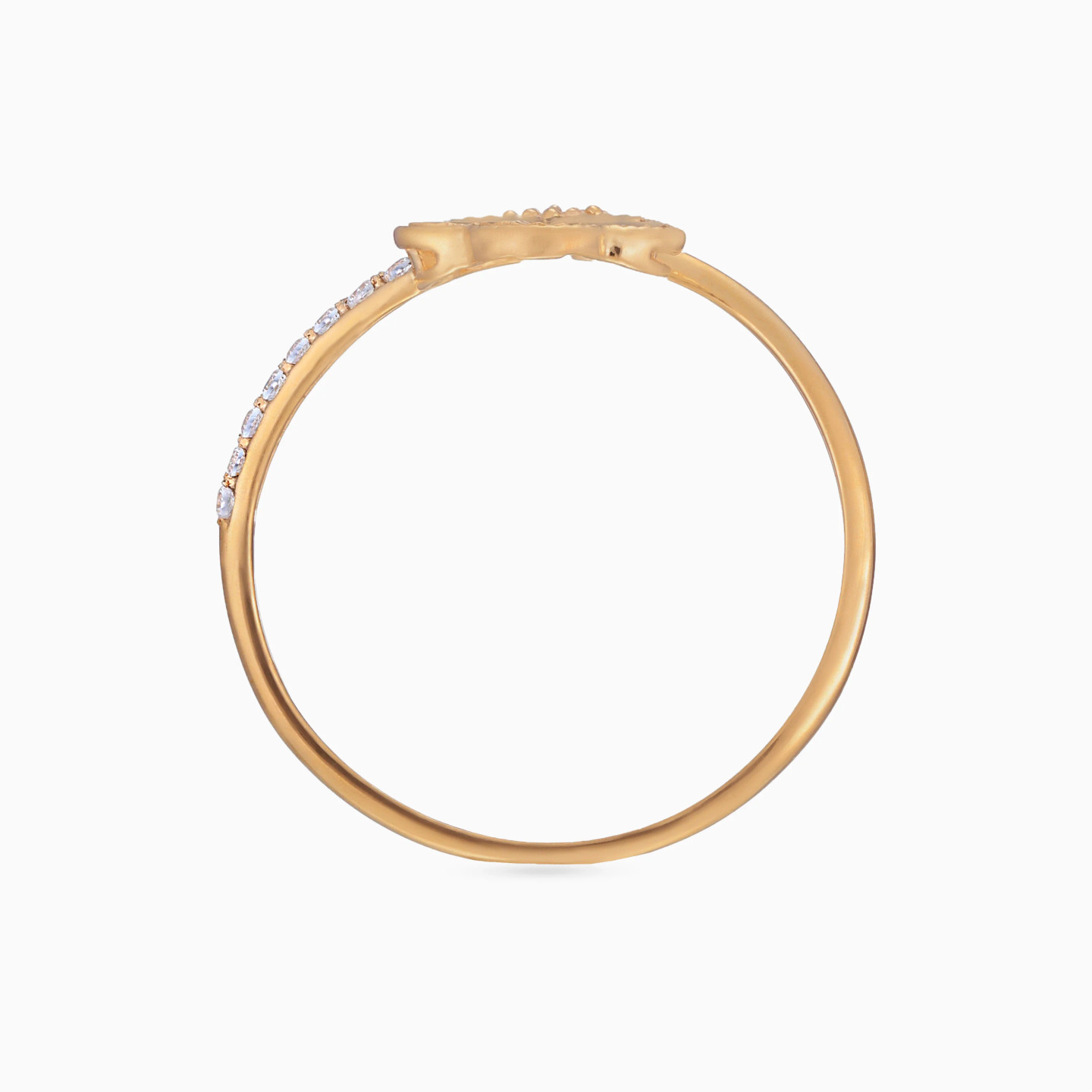 Textured Flower & Floral Cluster Cubic Zirconia Bypass Ring in 21K Gold - 4 Textured Flower & Floral Cluster Cubic Zirconia Bypass Ring in 21K Gold - 4
