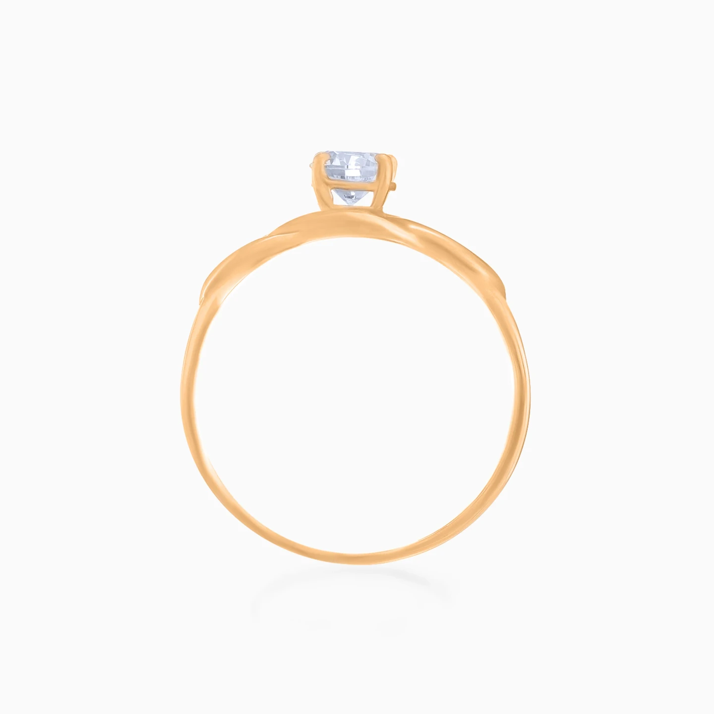 Curb Chain & Elevated Cubic Zirconia Ring in 21K Gold - 4 Curb Chain & Elevated Cubic Zirconia Ring in 21K Gold - 4