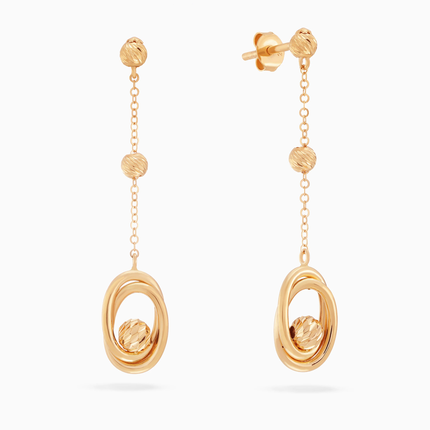 Intertwined Oval Loops & Beads Drop Earrings in 21K Gold Intertwined Oval Loops & Beads Drop Earrings in 21K Gold