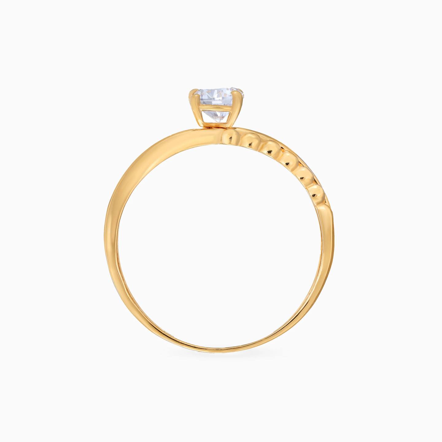 Beaded Crossover Cubic Zirconia Ring in 21K Gold - 4 Beaded Crossover Cubic Zirconia Ring in 21K Gold - 4