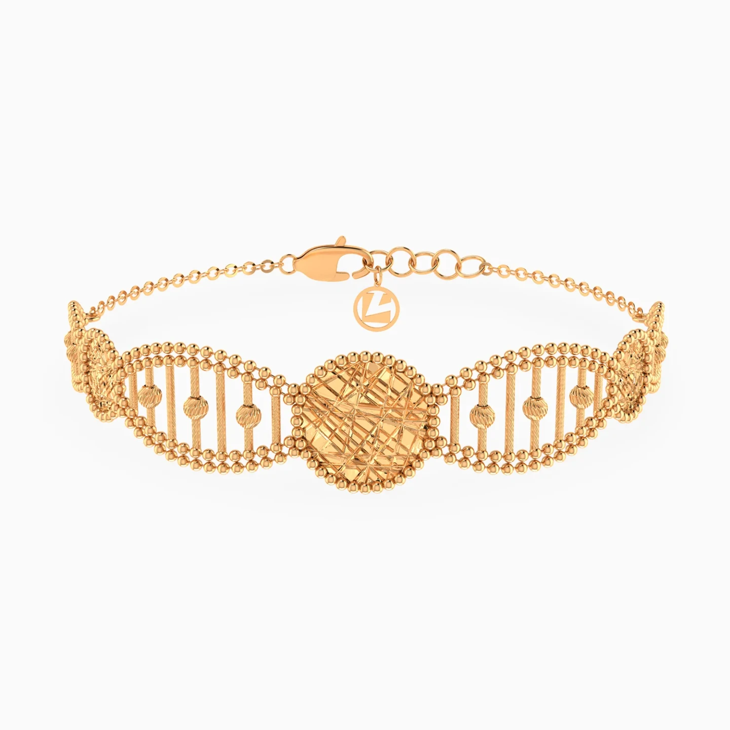 Elongated Open Motifs Beaded Chain Bracelet in 21K Gold Elongated Open Motifs Beaded Chain Bracelet in 21K Gold