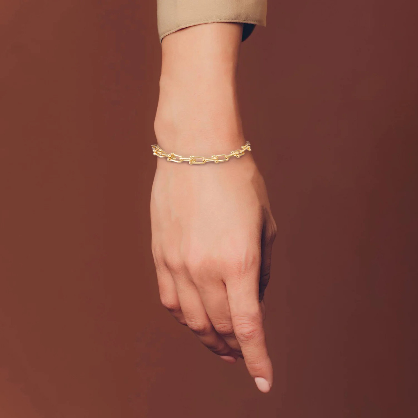 Beaded Links Chain Bracelet in 21K Gold - 2 Beaded Links Chain Bracelet in 21K Gold - 2