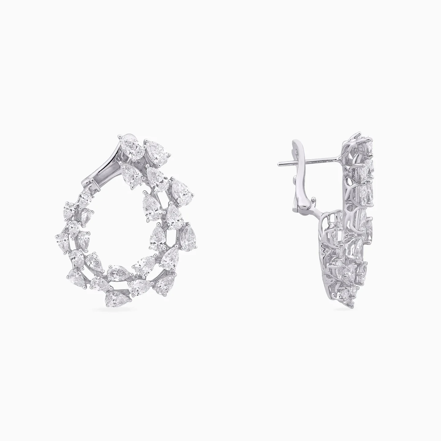 Leaves Pear Cut Diamond Hoop Earrings in 18K Gold Leaves Pear Cut Diamond Hoop Earrings in 18K Gold