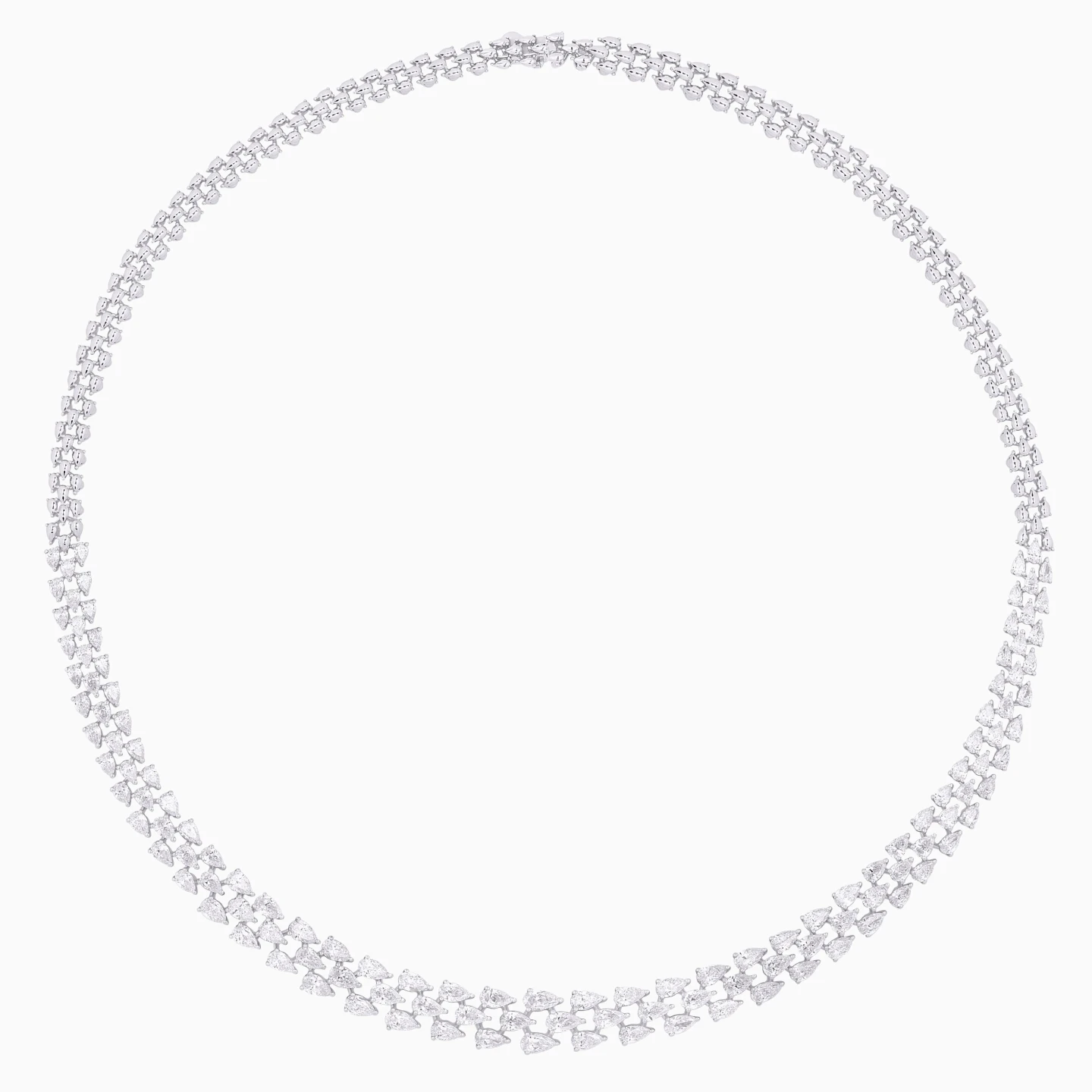 Leaves Pear Cut Diamond Necklace in 18K Gold - 2 Leaves Pear Cut Diamond Necklace in 18K Gold - 2