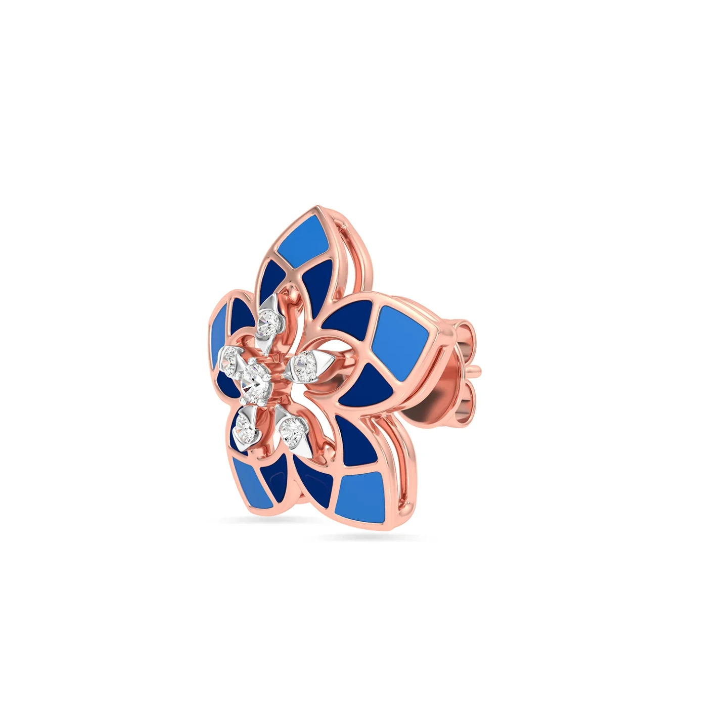 Daffodil Flower Enamel Coated Diamond Stud Earrings in 18K Gold Daffodil Flower Enamel Coated Diamond Stud Earrings in 18K Gold