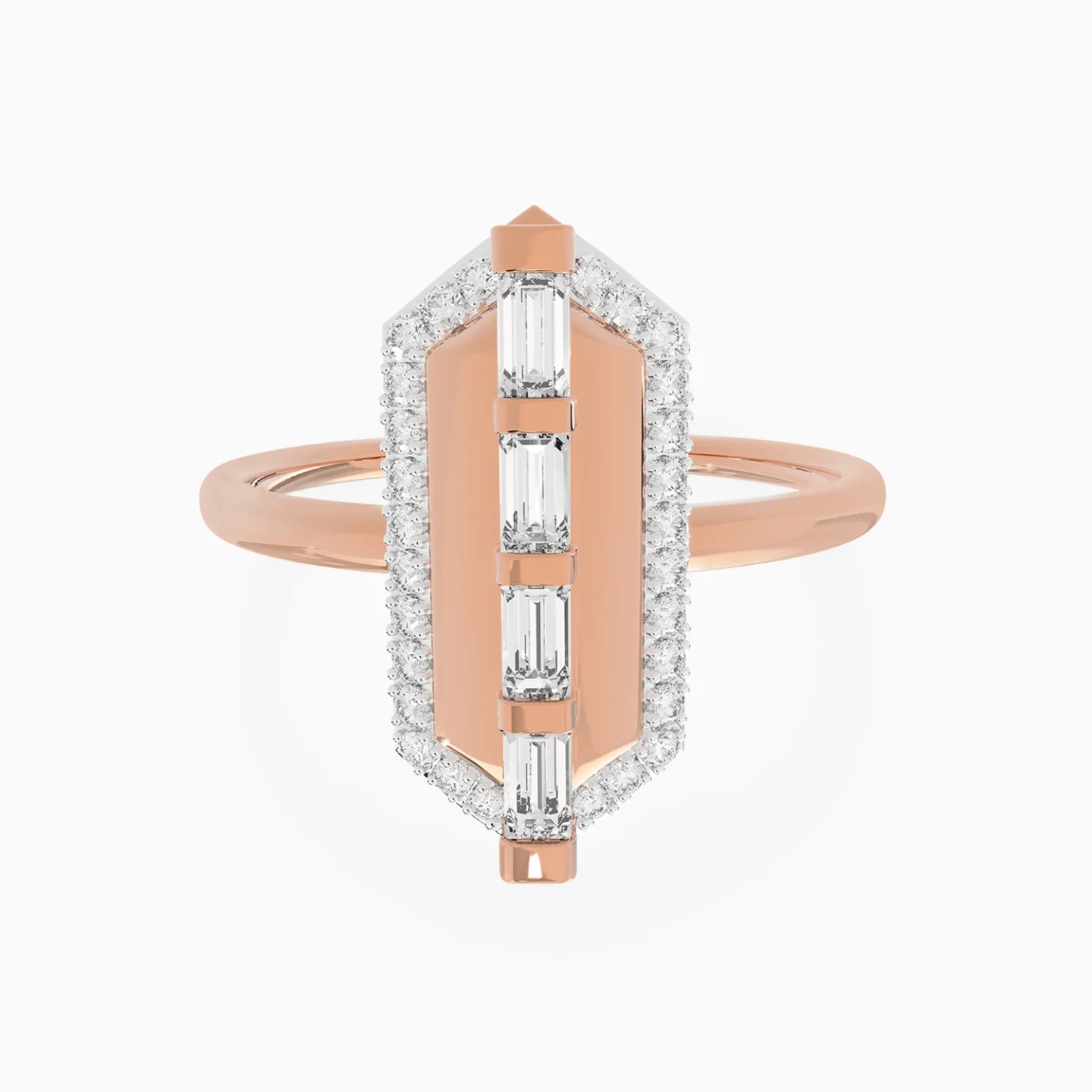 Elongated Hexagonal Motif Diamond Ring in 18K Gold Elongated Hexagonal Motif Diamond Ring in 18K Gold