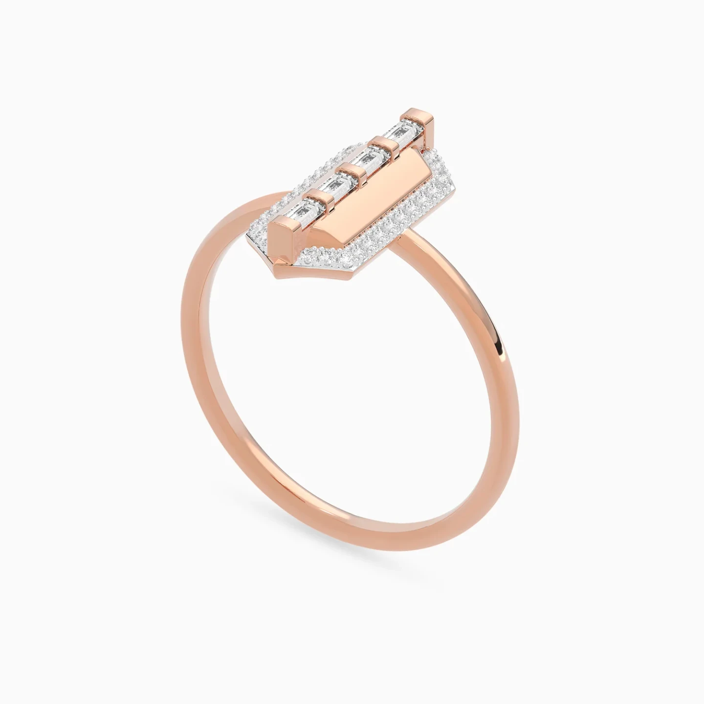 Elongated Hexagonal Motif Diamond Ring in 18K Gold - 3 Elongated Hexagonal Motif Diamond Ring in 18K Gold - 3