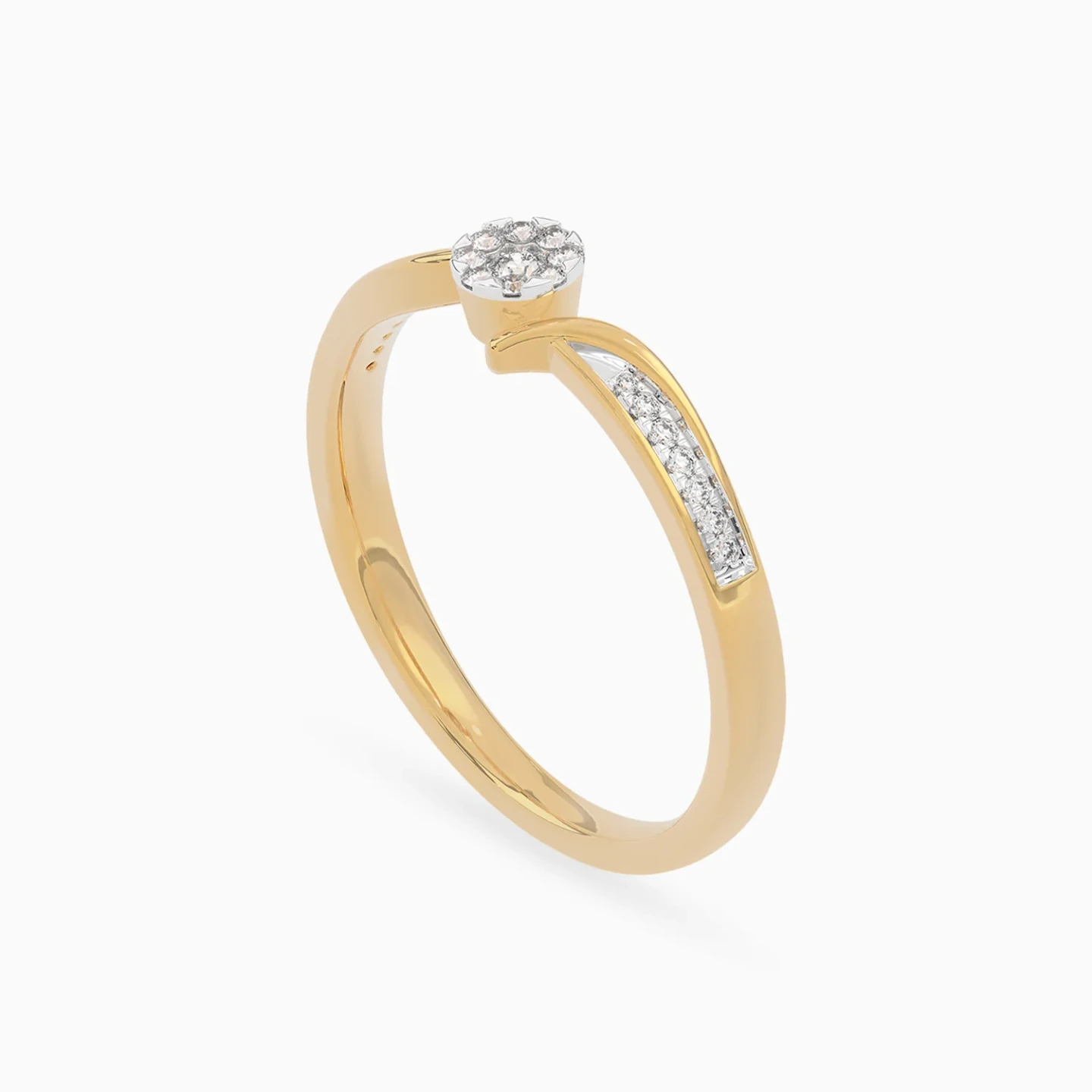 Circular Cluster Diamond Bypass Ring in 18K Gold - 3 Circular Cluster Diamond Bypass Ring in 18K Gold - 3