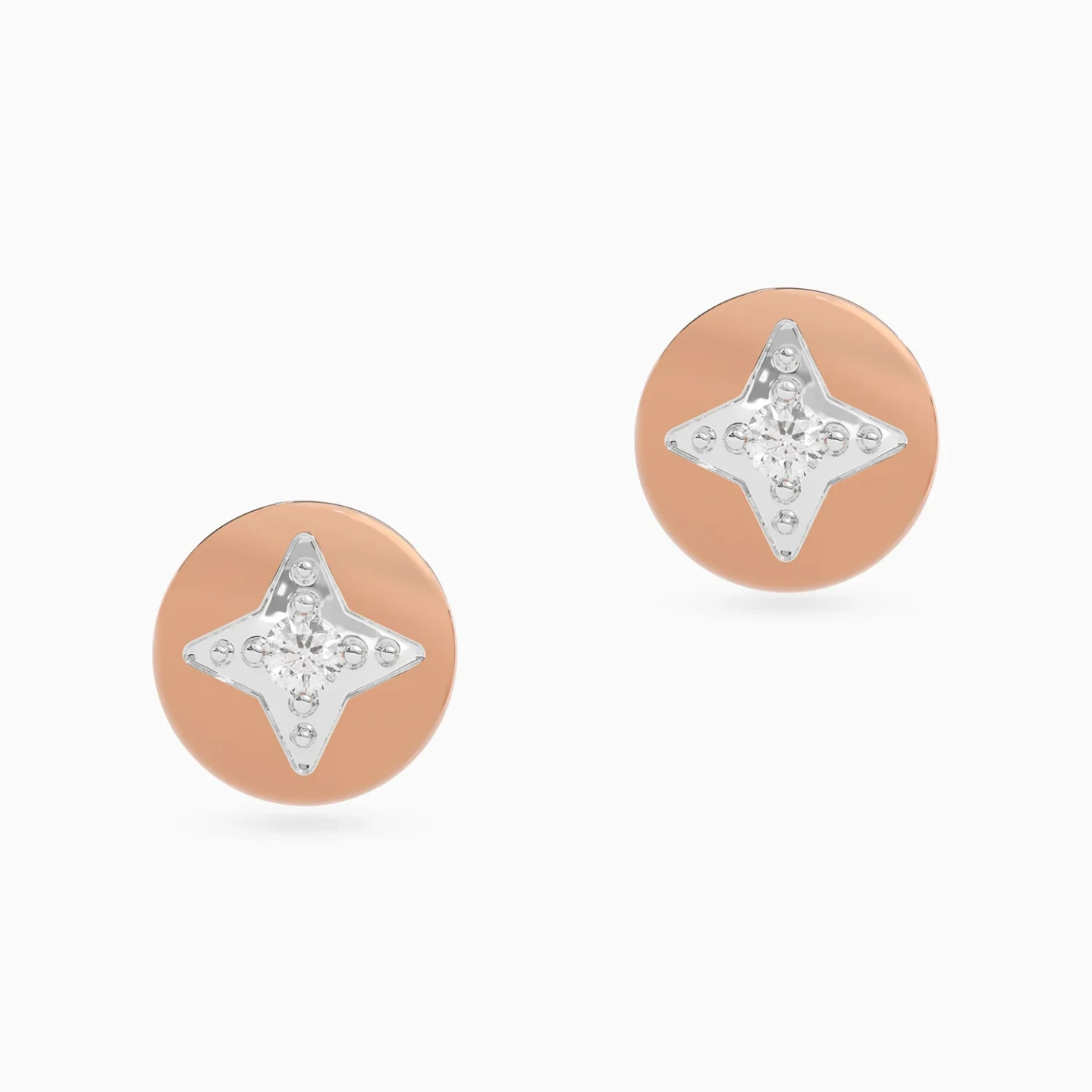 Star & Round Diamond Stud Earrings in 18K Gold - 3 Star & Round Diamond Stud Earrings in 18K Gold - 3