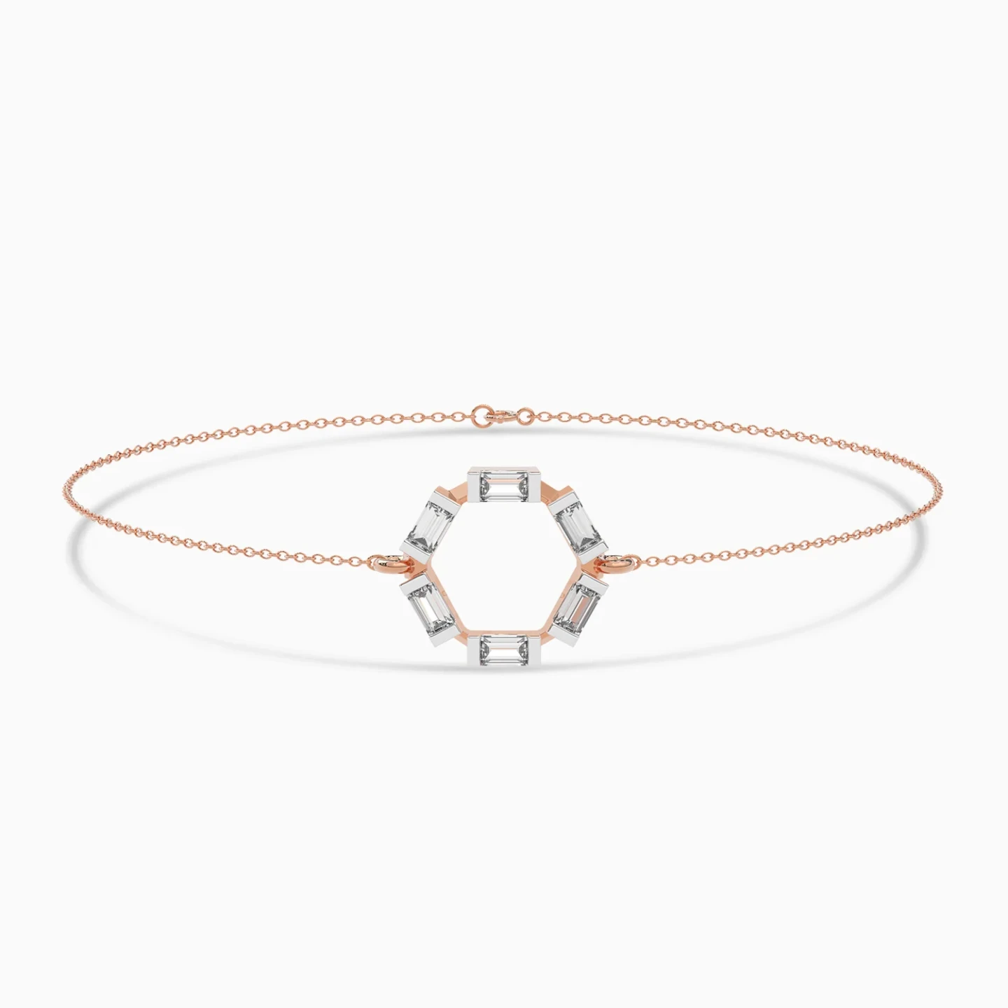 Hexagon & Baguette Diamond Chain Bracelet in 18K Gold Hexagon & Baguette Diamond Chain Bracelet in 18K Gold