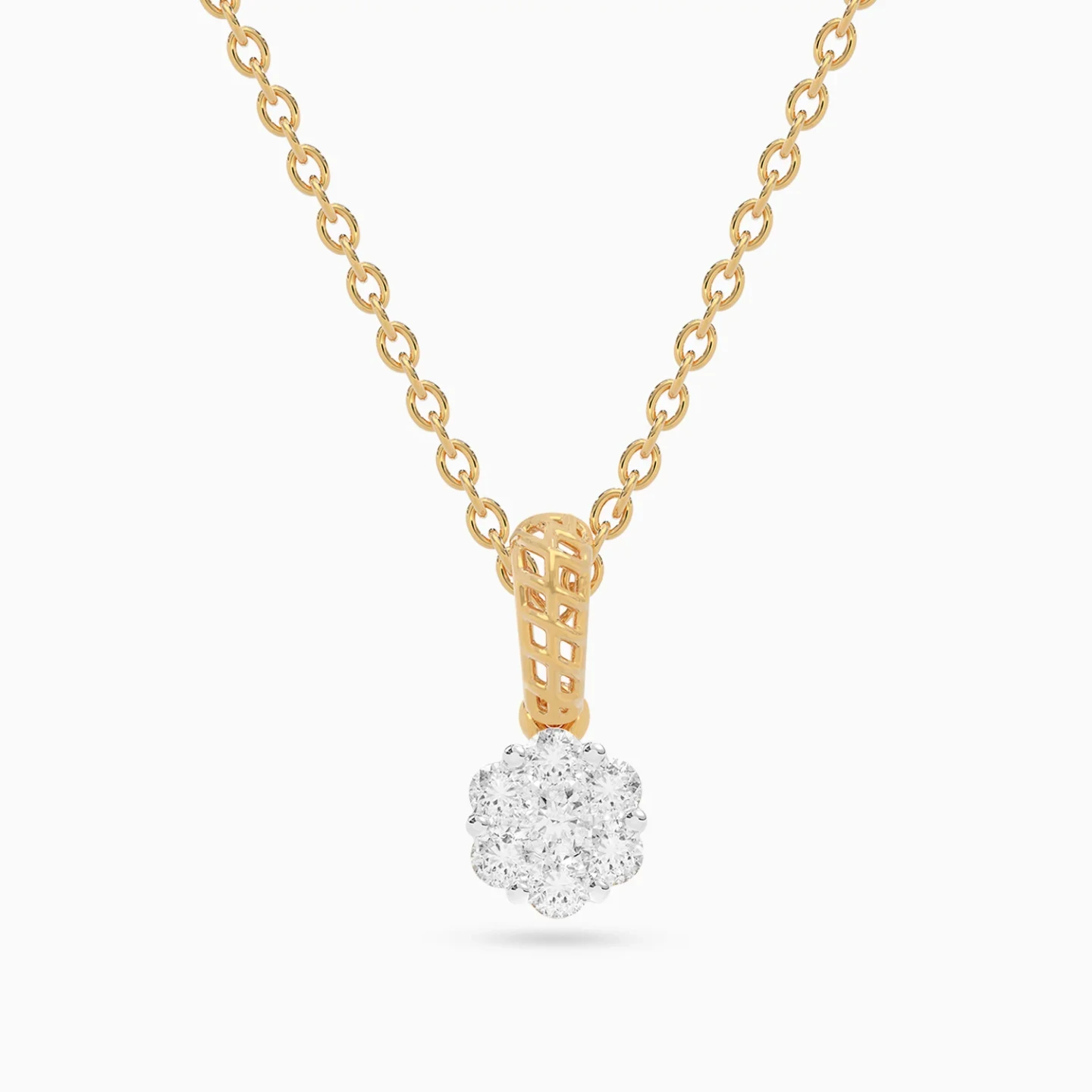 Dropped Floral Cluster Diamond Necklace in 18K Gold Dropped Floral Cluster Diamond Necklace in 18K Gold